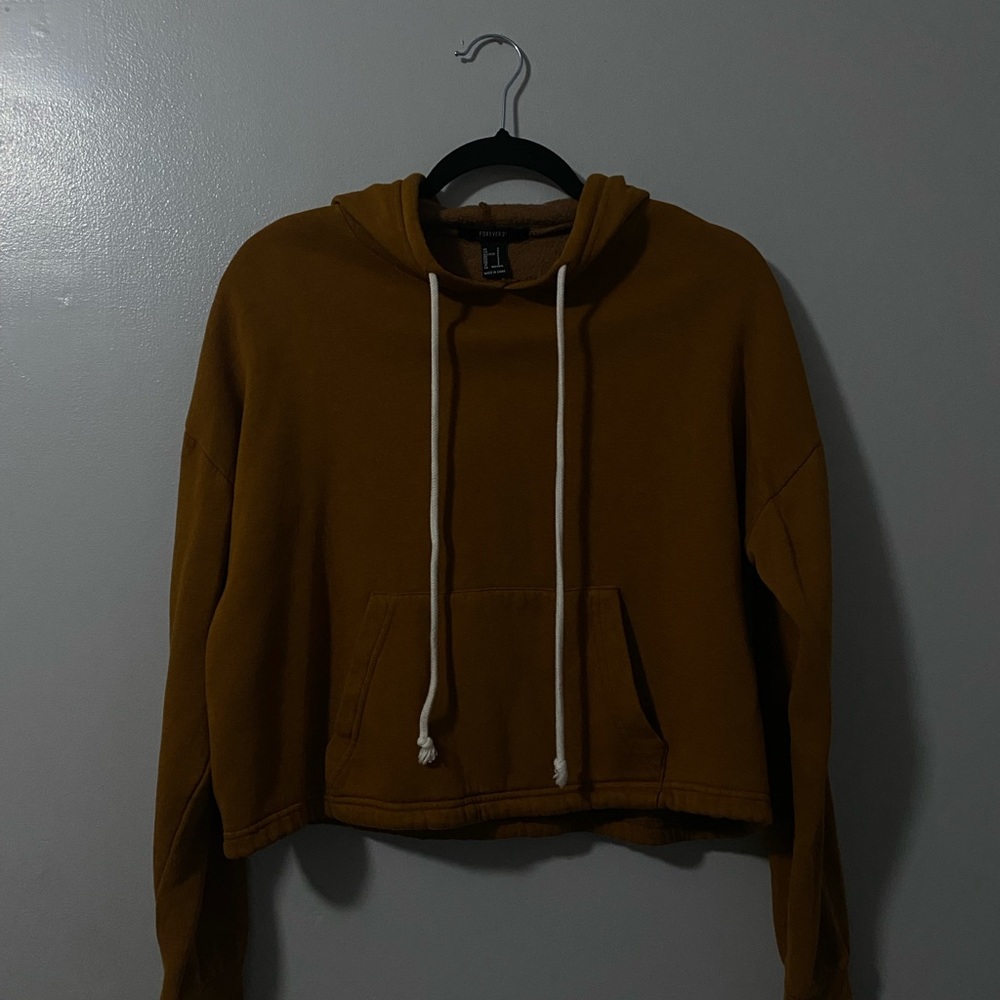 mustard yellow cropped hoodie